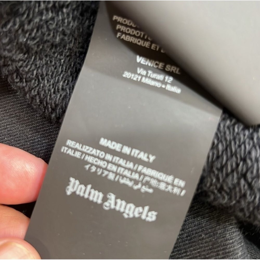 Palm Angels Cursive Logo Chenille Hoodie Black Men's - Medium - Kangaroo Pocket - Picture 9 of 10